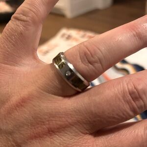 Men's Stainless Steel and Green Ring